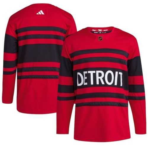 Mens Detroit Red Wings Blank Red 2022-23 Reverse Retro Stitched Jersey Dzhi